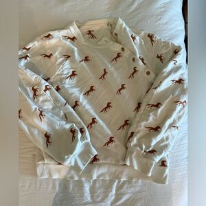 Maeve Cream Sweater with Rust Horse Motif